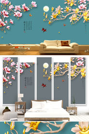 新中式装饰画 手绘花鸟画