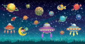 卡通太空星球背景