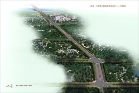 城市道路景观绿化鸟瞰图