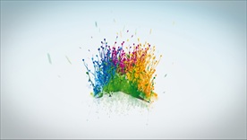 三维彩色粒子溅起的标志演绎开场