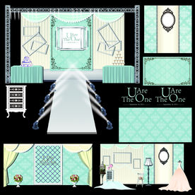 香槟蓝婚礼主题舞台设计效果图