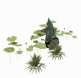 假山植物装饰模型