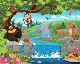 卡通动物风景乐园