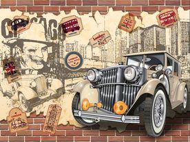 手绘复古欧式汽车背景