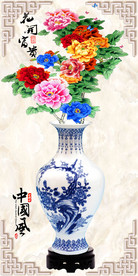 花开富贵中式玄关