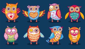 卡通猫头鹰矢量素材图片