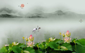 写意山水背景墙