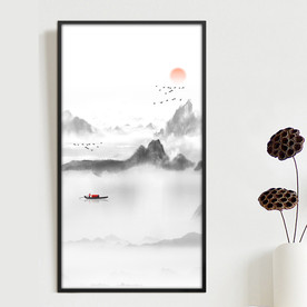 禅意水墨山水画