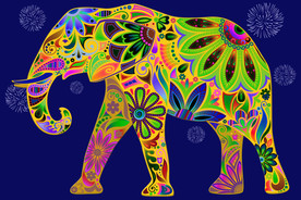 超巨大异域民族风彩色大象