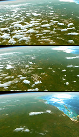 航拍陆地与海洋交界处视频素材