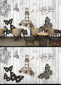 欧美复古蝴蝶装饰画