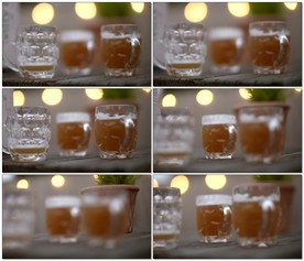 啤酒放在桌子上