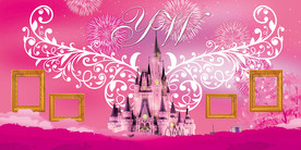 紫色浪漫城堡照片墙婚礼舞台