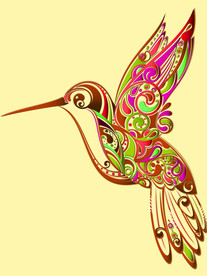 超巨大异域民族风彩色蜂鸟