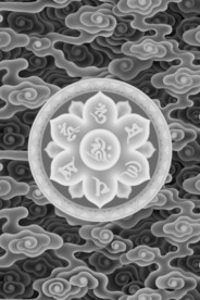 六字真言祥云精雕浮雕灰度图