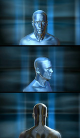 旋转的金属人体头部视频素材