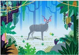 丛林羚羊矢量背景图案素材
