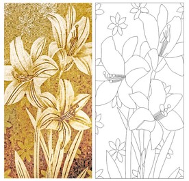 马赛克 百合高清印刷路径矢量