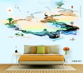 写意画 侬嘀邢伊原创 中式壁画