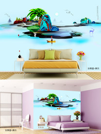 写意画 侬嘀邢伊原创 中式壁画