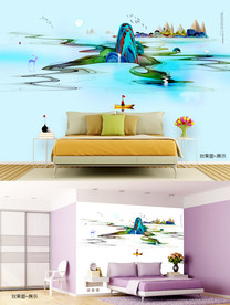 写意画 侬嘀邢伊原创 中式壁画