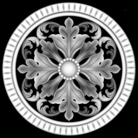 圆形洋花抽斗围板浮雕精雕灰度图