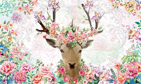 鲜花麋鹿背景墙