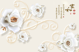 家和富贵立体花朵背景墙