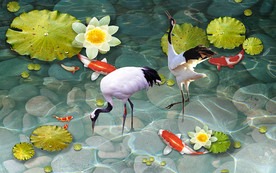 写实荷塘背景墙