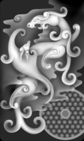 仿古龙凤浮雕精雕灰度