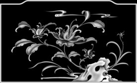 草花洋花浮雕精雕灰度