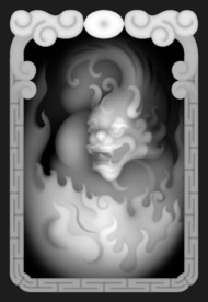 怪头浮雕精雕灰度