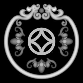 蝙蝠铜钱浮雕灰度精雕