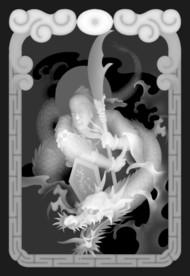 关羽青龙46牌浮雕精雕灰度