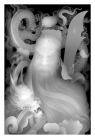 关公龙浮雕精雕灰度