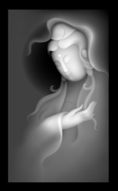 观音佛像精雕浮雕灰度