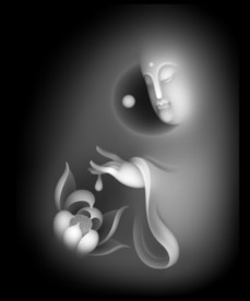 荷花观音浮雕精雕灰度