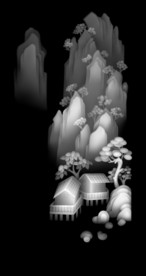 山水风景浮雕精雕灰度46牌