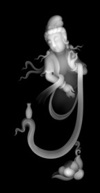 荷花观音浮雕精雕灰度