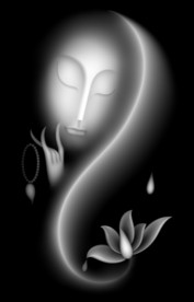 观音头荷花精雕浮雕灰度