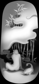 竹子人物浮雕精雕灰度