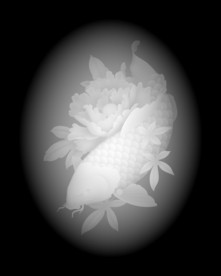 牡丹鲤鱼浮雕精雕灰度浮雕46牌