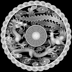龙凤八卦圆形挂屏精雕浮雕