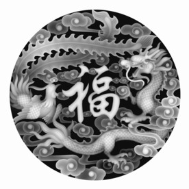 龙凤祥云圆形挂屏精雕浮雕