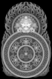 狮子火焰46牌浮雕灰度精雕