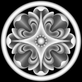 圆形洋花精雕浮雕灰度