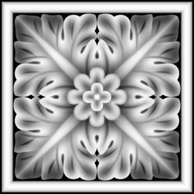 正方形洋花精雕灰度