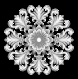 圆形门上洋花精雕浮雕灰度