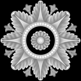 圆形洋花浮雕精雕灰度