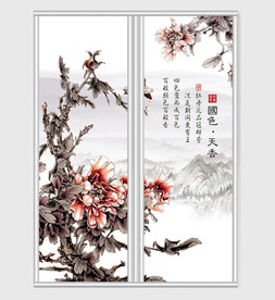 国色天香牡丹移门